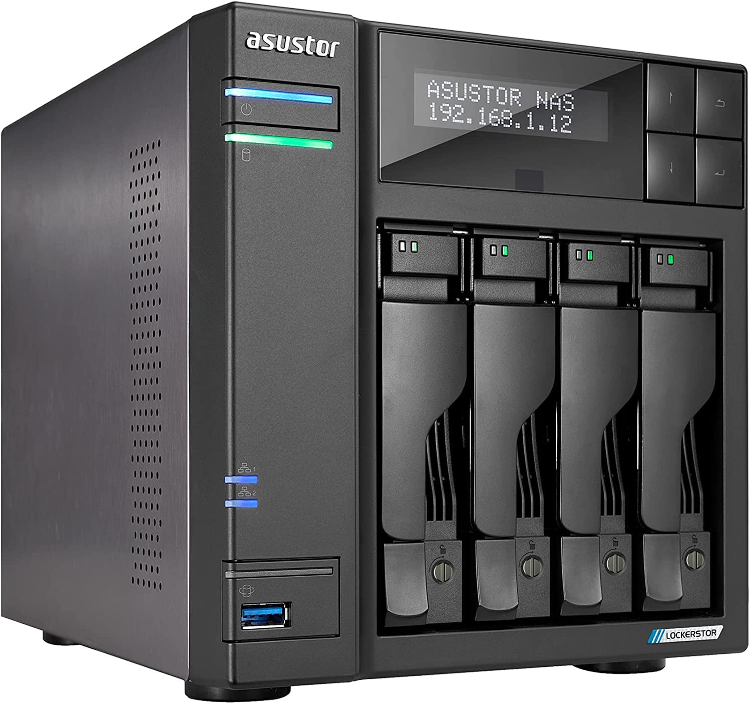 Storage NAS Asustor Lockerstor 4 Gen2 AS6704T (Intel Celeron N5105 Quad-Core 2.0GHz (burst up 2.90 GHz)/4GB SO-DIMM DDR4 Max.16GB/2x 2.5 Gigabit Ethernet (2.5G/1G/100M)/4Baias/Max.80TB/TORRE/4 x M.2 N