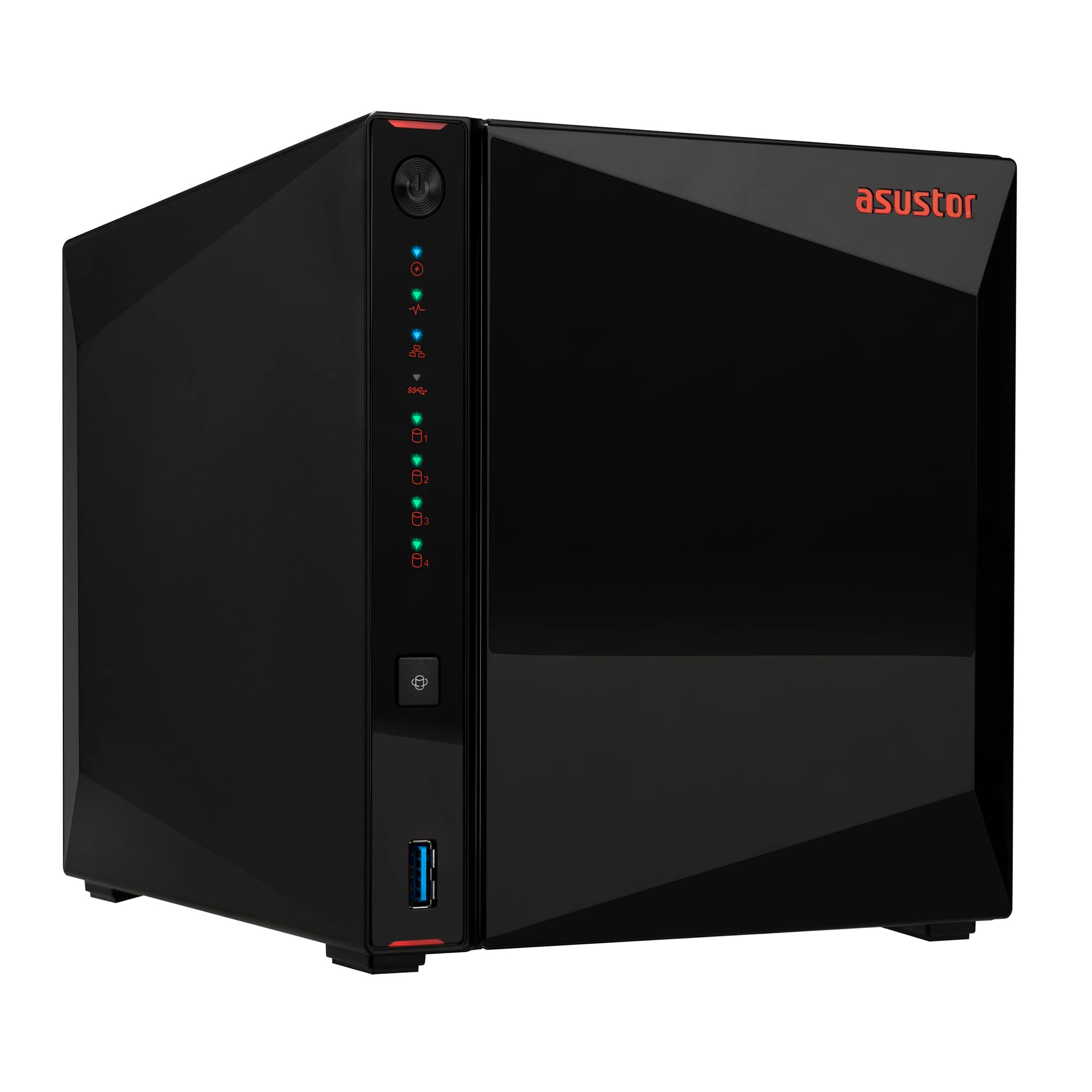 Asustor AS5404T, NAS de 4 baias, CPU Intel Quad-Core 2,0 GHz, 4 slots M.2 NVMe SSD, 2 portas 2,5 GbE, 4 GB de memória RAM DDR4, armazenamento conectado à rede (sem discos)