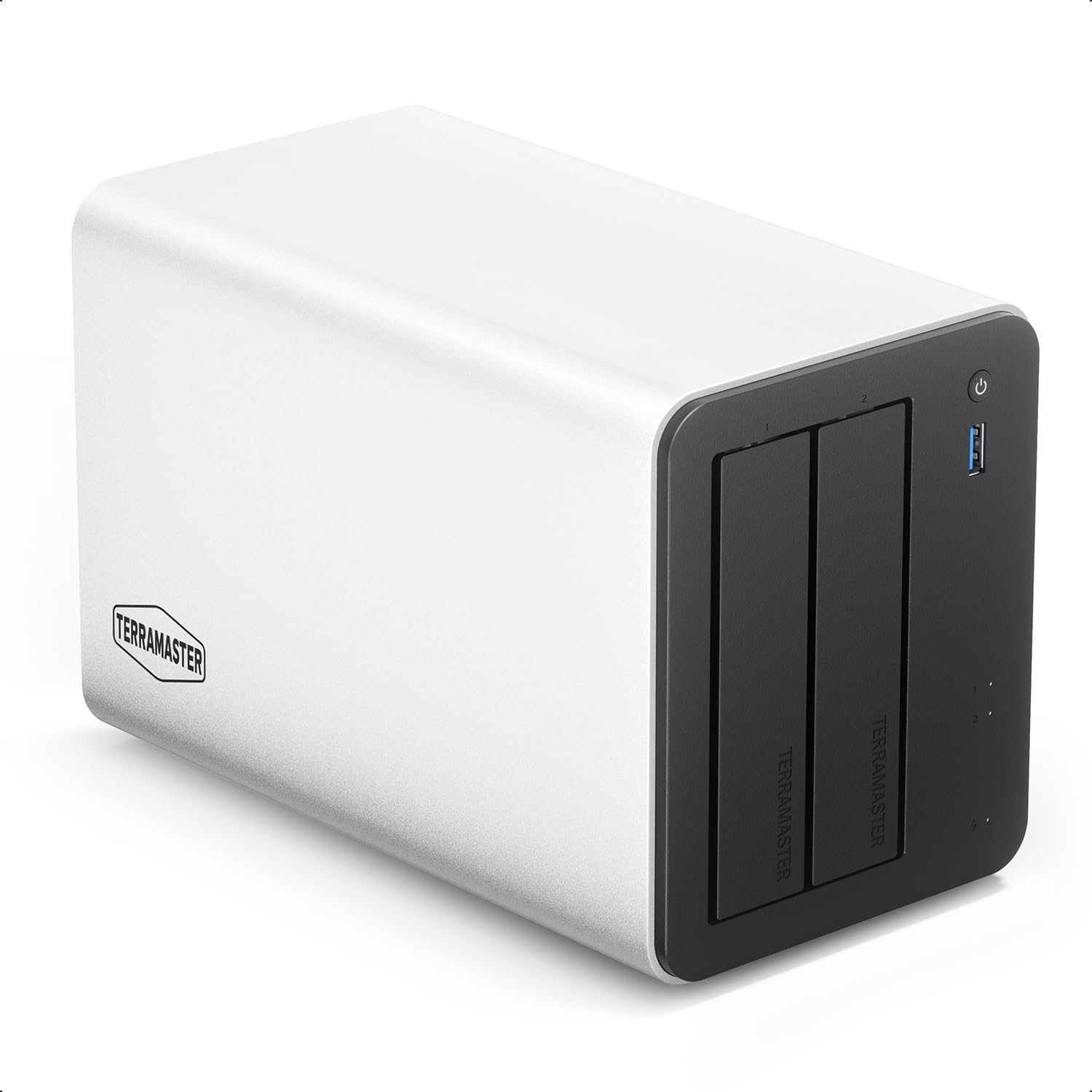 TERRAMASTER Armazenamento NAS F2-425 Plus - CPU quad-core Intel N150 de 2 compartimentos, 8 GB de RAM DDR5, LAN 5 GbE x 2, slot M.2 x 3, armazenamento conectado à rede para trabalho em equipe
