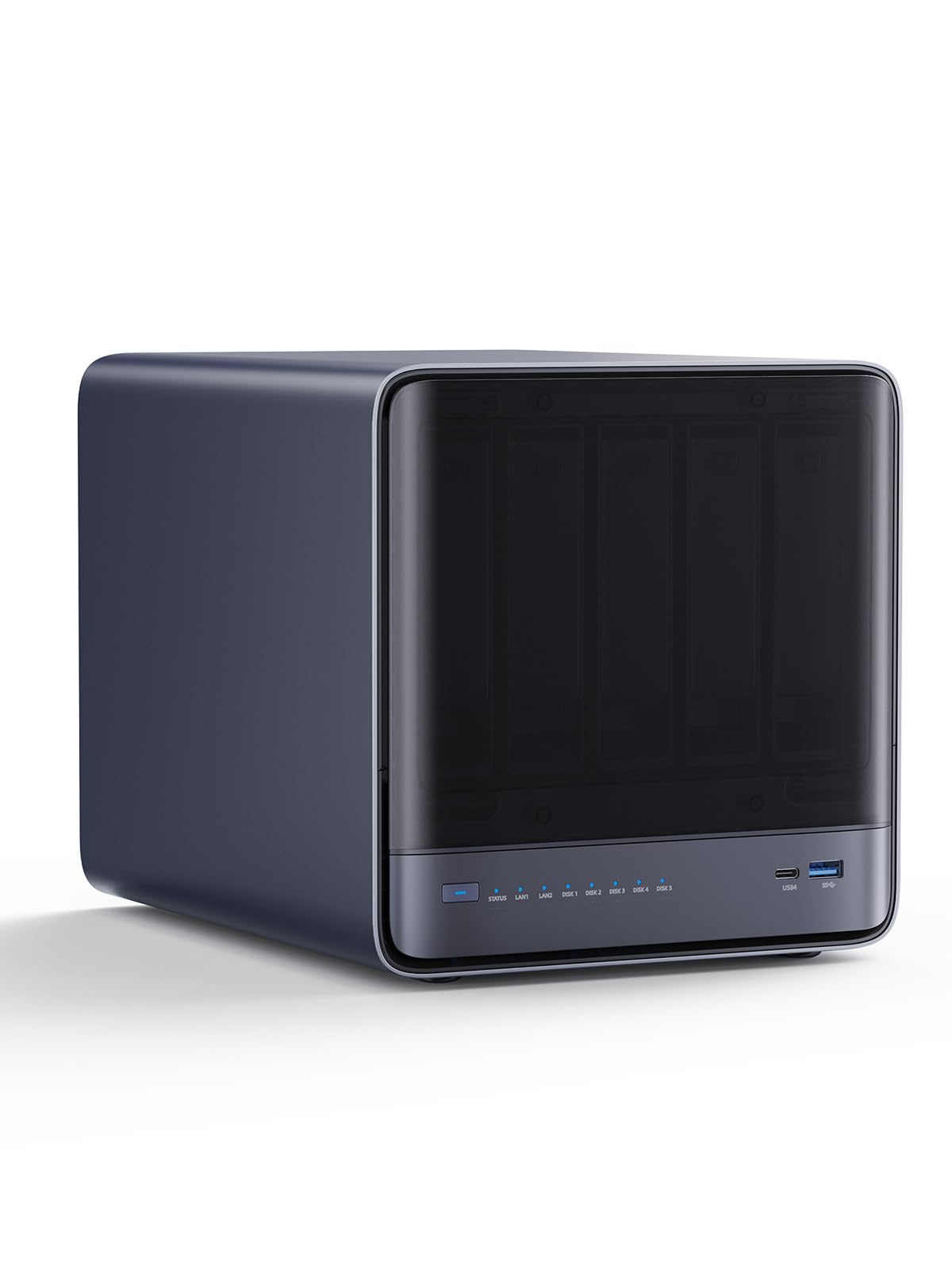 MINISFORUM NAS NAS N5 Air de 5 baias para desktop, AMD Ryzen 7 255, CPU 8C/16T, Radeon 780M, sem RAM, sem HDD, SSD de 64 GB (MinisCloud OS), NVMe 3×M.2, 10GbE + 5GbE, portas OCuLink e USB4, slot de