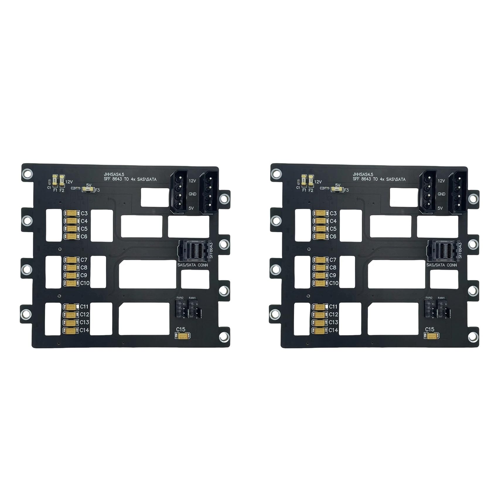 2x placa traseira de disco rígido SAS/SATA para servidor de armazenamento NAS 6Gbps SFF8643 para HDD de 4 baias adaptador SSD grande fonte de alimentação 4D