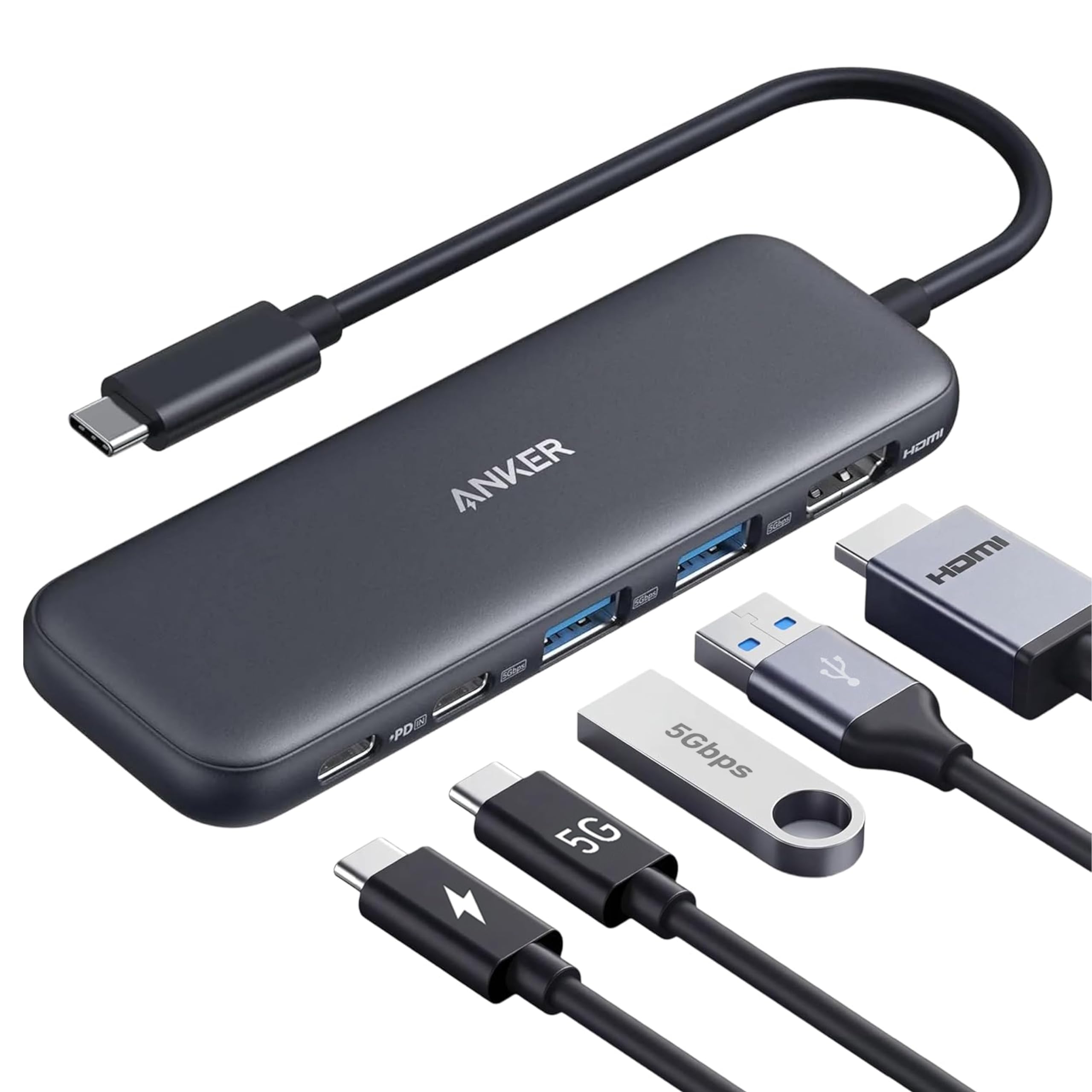 Anker Hub USB-C 332 5 em 1, HDMI 4K@30Hz,5 Gbps 2*USB 3.0 e USB-C,PD 85W | Anker 332 Hub USB-C 5 em 1, HDMI 4K@30Hz,5 Gbps 2*USB 3.0 e USB-C,PD 85W
