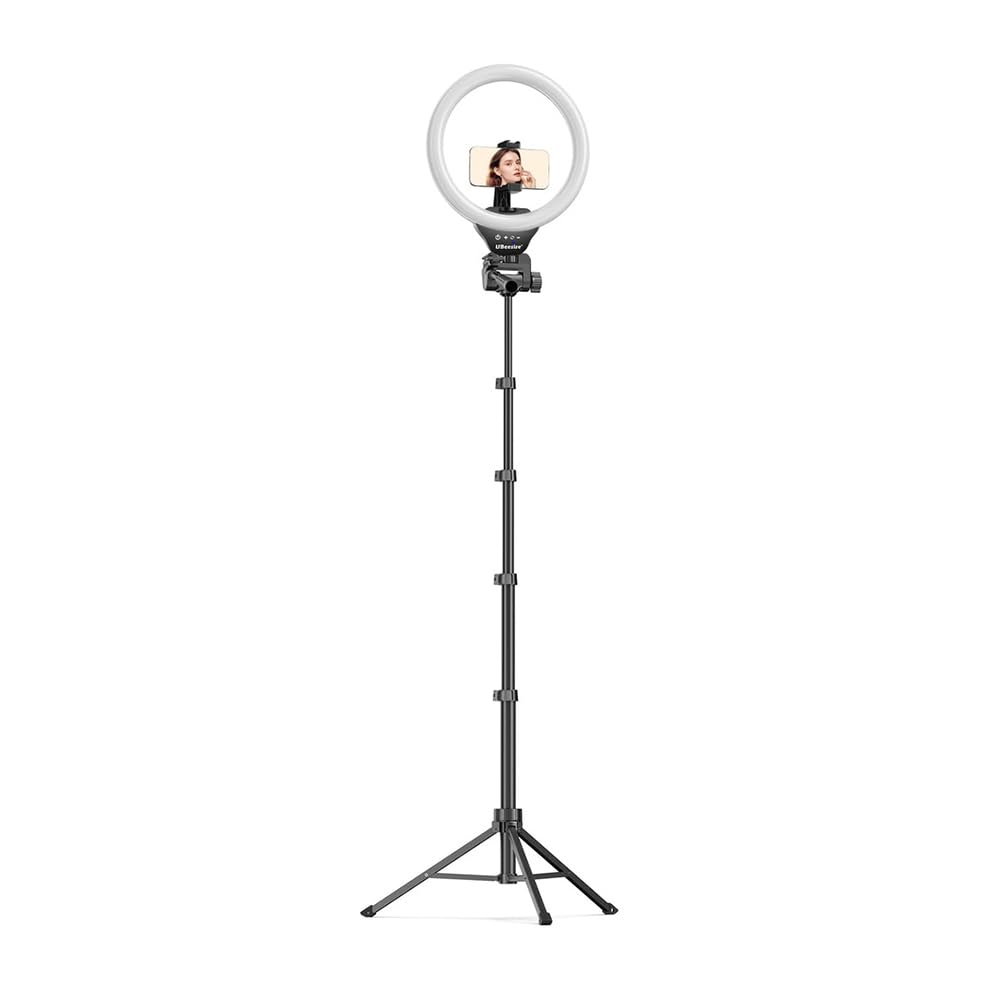 Ring Light LED RGB 12 Polegadas com Tripé de 62 polegadas (160cm), Controle Touch Pad e Suporte de Celular. Kit Iluminação para Vídeos, Lives, Maquiagem e Fotografia