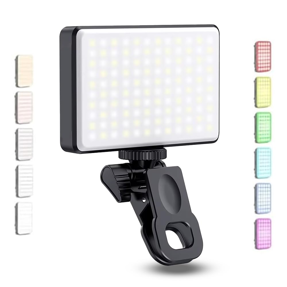 Luz LED RGB para Gravar Vídeo Foto Preenchimento com Clipe Ajustável 4,7 Pol 12x7cm Iluminação Celular Notebook Câmera Selfie Streaming Gravação Maquiagem Reuniões Online Fotografia Profissional