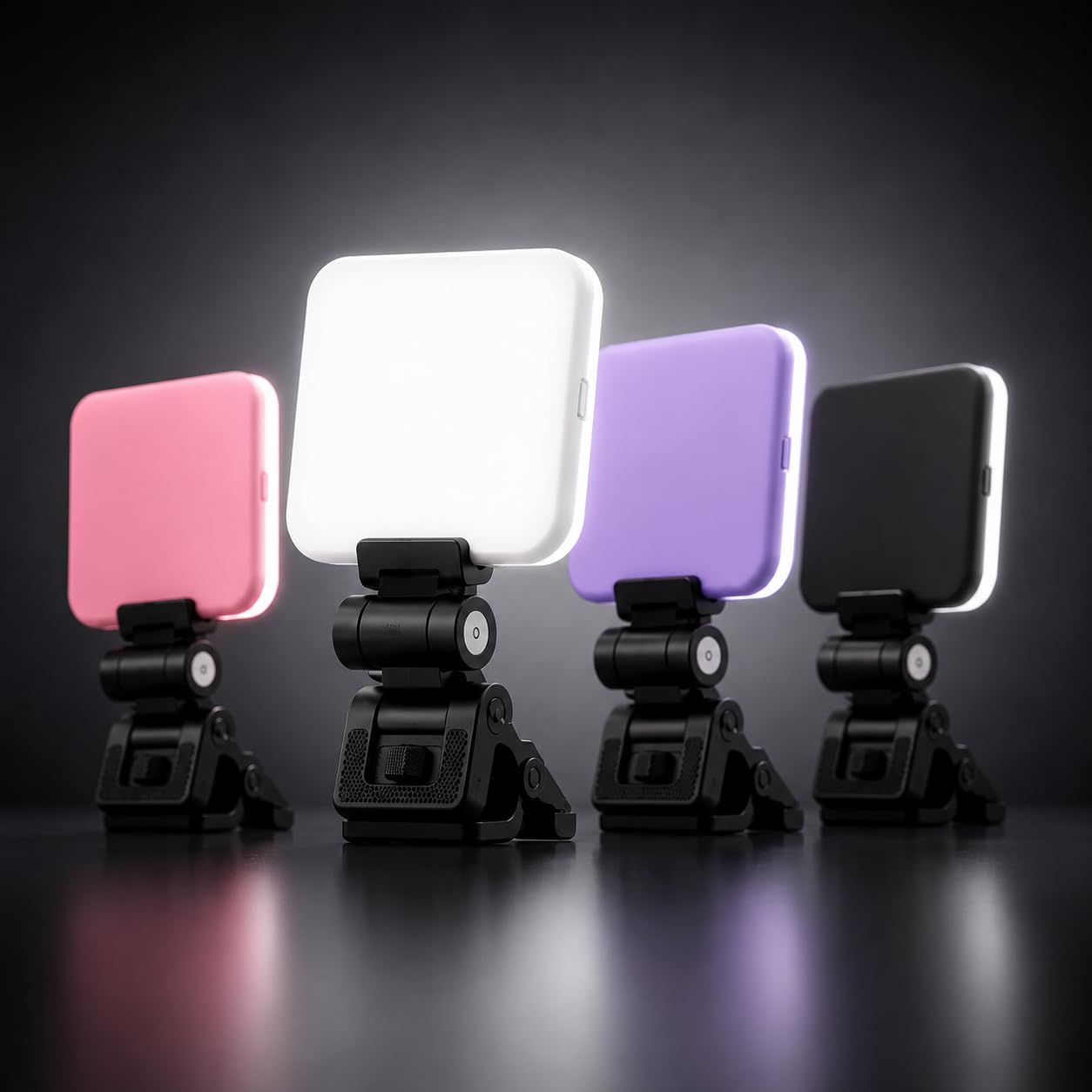 Luz de Preenchimento LED Recarregável para Celular e Notebook com Clip | 3 Modos de Luz, Brilho Ajustável, Bateria 2000mAh, Rotação 180°, Ideal para Selfie, Lives, Streaming (Lilas)