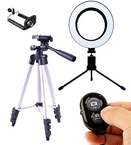 Kit Tripé 1,0M + Ring Light 6" Polegadas+ Suporte de celular+ Controle Bluetooth