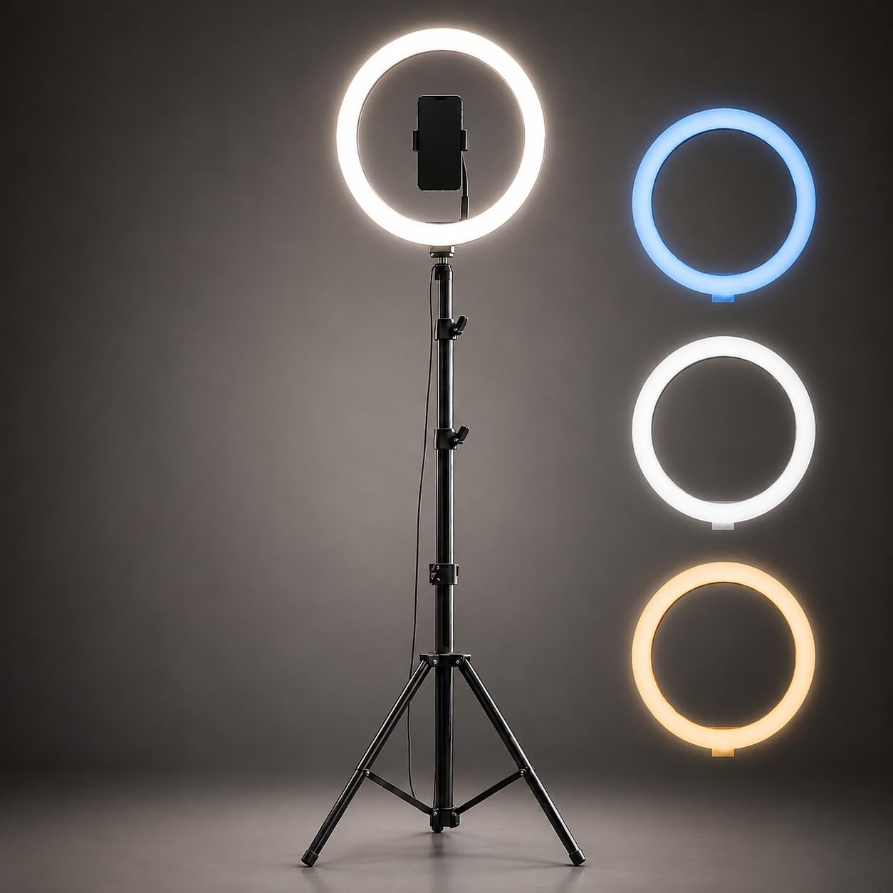 Kit Ring Light Com Tripé 2,1m Iluminação Profissional Com Suporte Celular