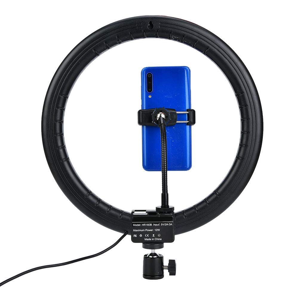 Tomvorks TPD668 12W 12 Polegadas 160LED Anel de Luz Regulável 3200K 5600K Maquiagem Clipe de Telefone Com Cabeça Esférica para Vídeo de Beleza Ao Vivo