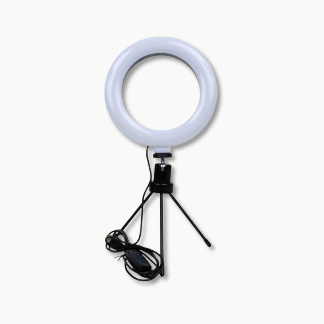 Ring Light LED 6” com Tripé Metálico USB | 3 Cores de Luz Ajustável p/Vídeos, Maquiagem, Lives e Estudo – Iluminação Profissional em Qualquer Ambiente