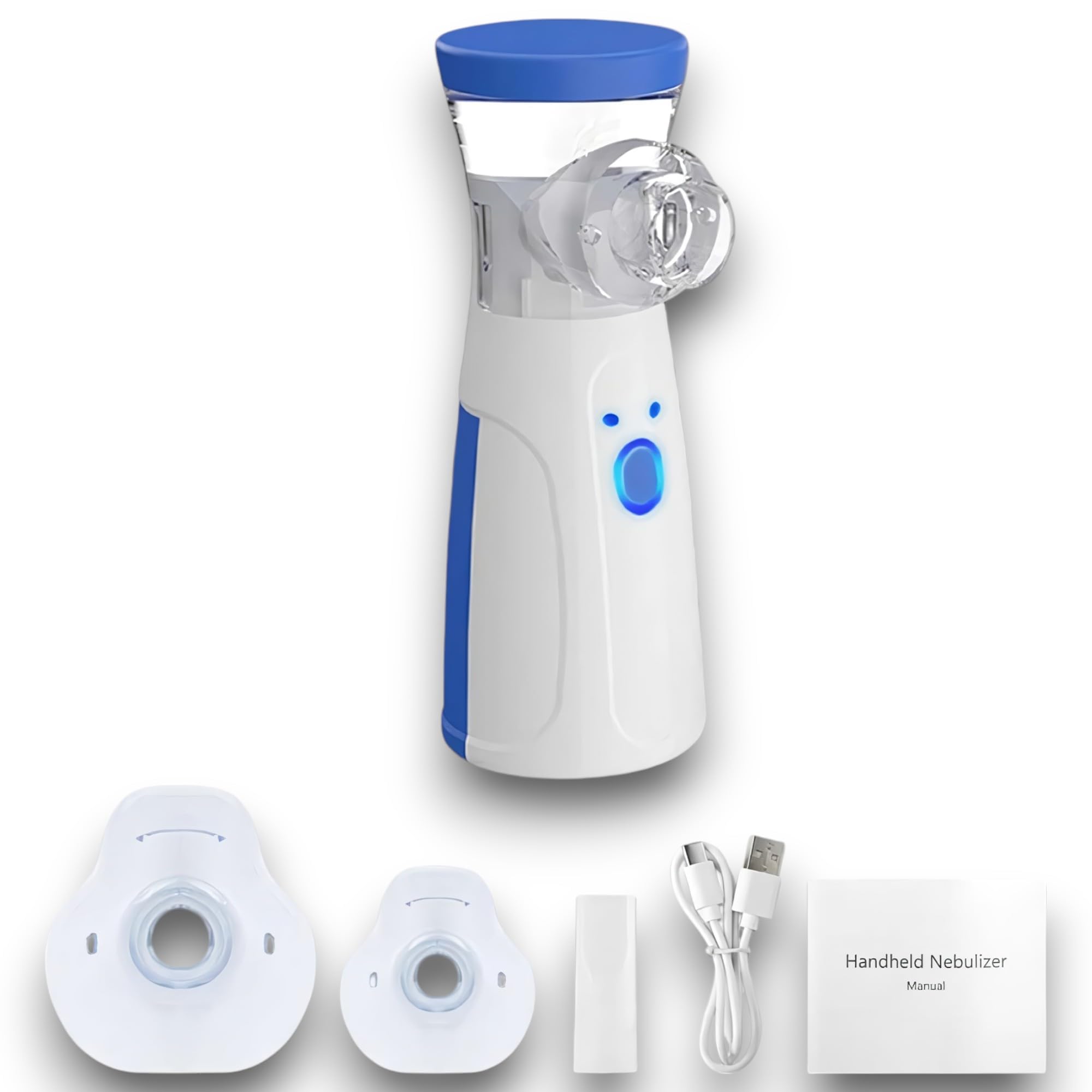 Nebulizador Mesh Portátil Ultrassônico Silencioso Bivolt com Máscara Adulto e Infantil - Inalador USB e Pilhas para Asma, Bronquite, Sinusite, Gripes, Resfriados e Hidratação das Vias Respiratórias