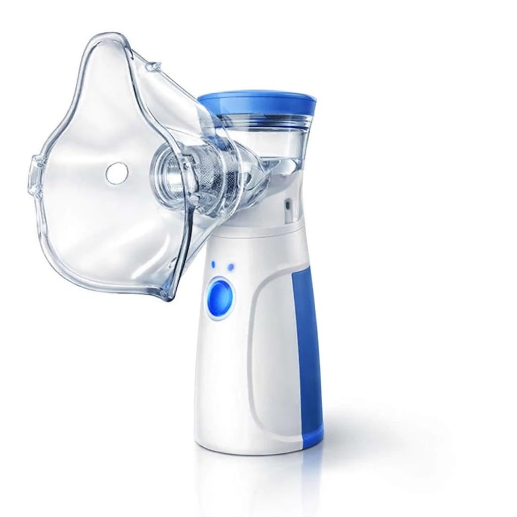 Inalador Nebulizador Mesh Portátil e Silencioso, para Adulto e Infantil, com Máscara, USB e Pilha
