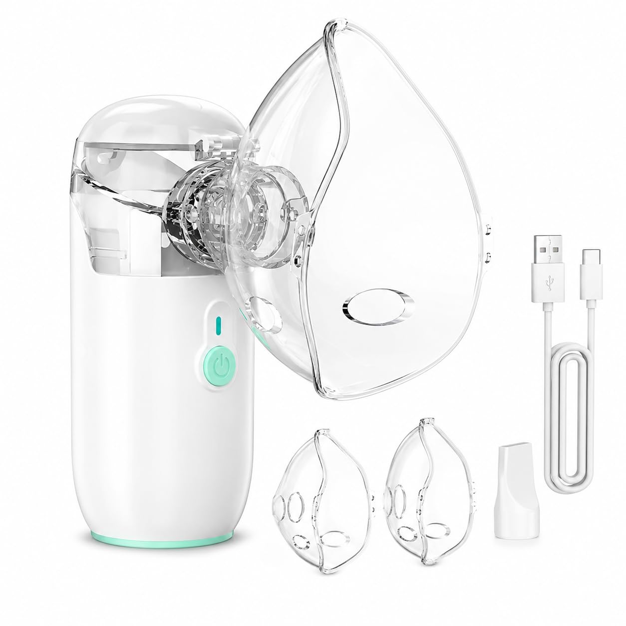 Nebulizador Portátil Mesh Ultrassônico Silencioso USB Inalador Portátil Adulto Infantil com Máscara e Bocal para Asma Rinite Sinusite Inalação Viagem