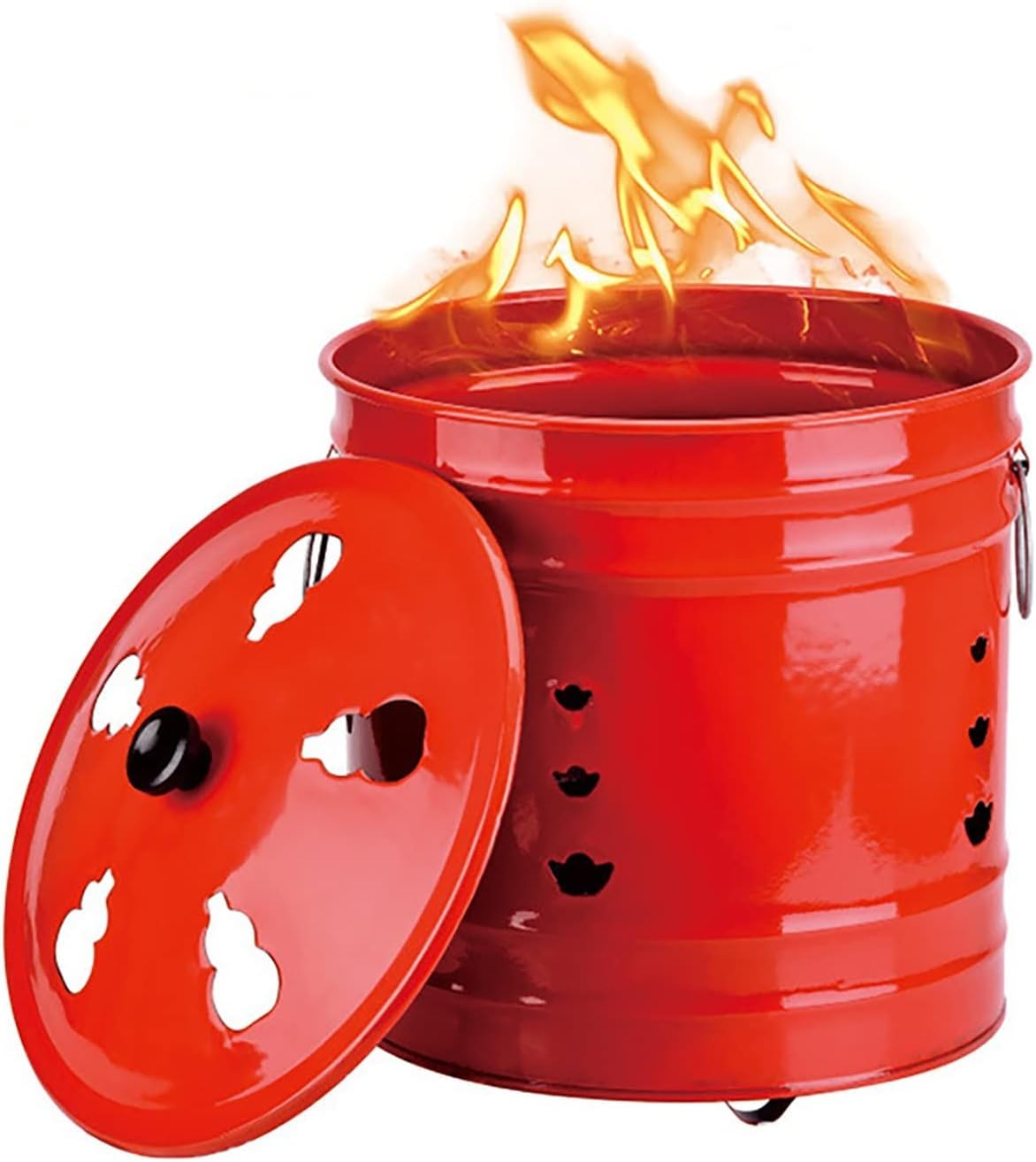 Jardim de metal de barril de queima de aço inoxidável pode disparar gaiola incinerador quintal queimar detritos incinerador para resíduos de papel jardim folha vermelha, 26 cm x 26 cm