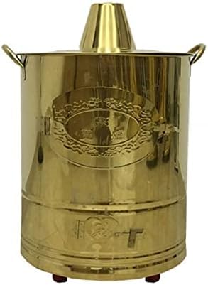 Tambor De Metal Para Queima, Incinerador De Aço Inoxidável Com Chaminé, Barril De Queima De Incinerador De Jardim Portátil Com Gancho De Fogo, Dourado,59cm*35cm,Bonny369
