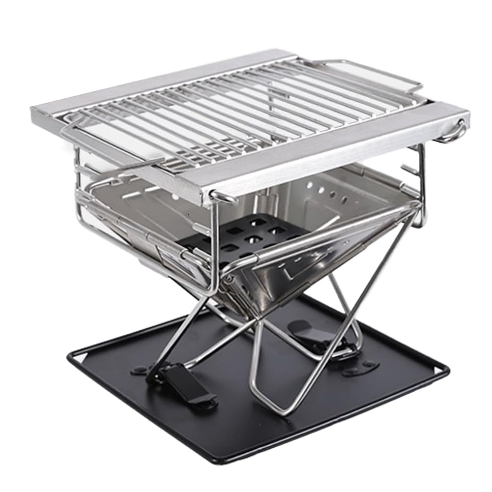 Multifuncional Camping Churrasco Fogão a Lenha Incinerador Grelha Dobrável Exterior Portátil Aço Inoxidável