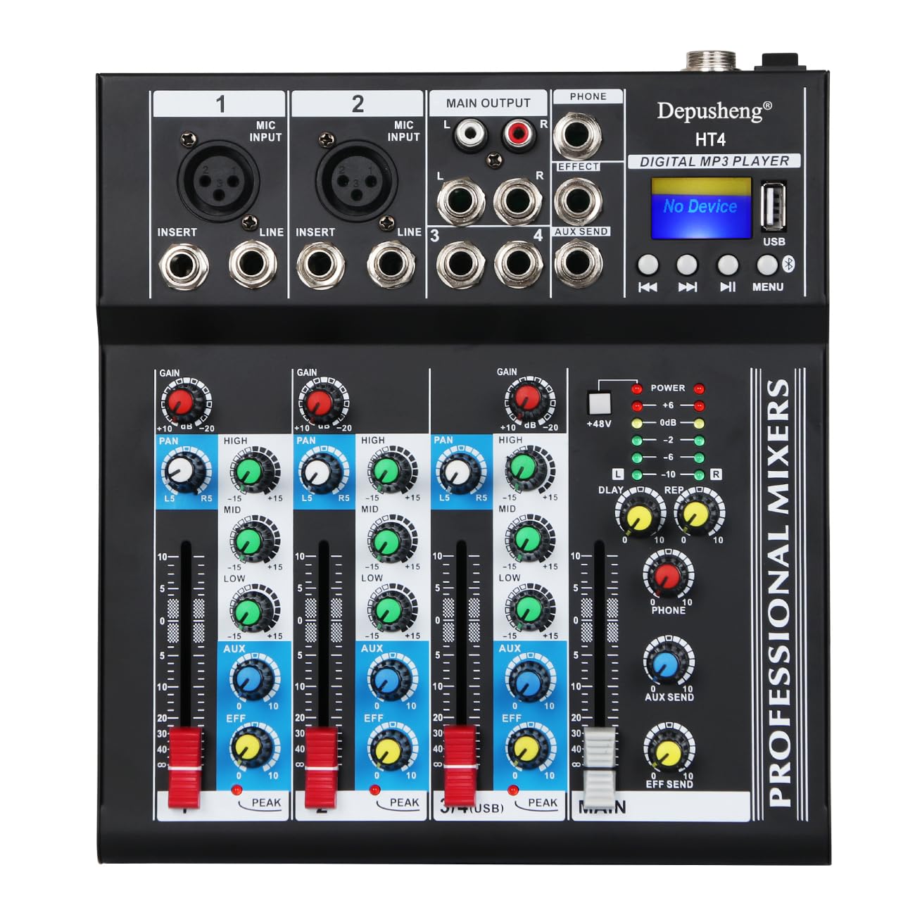 interface de audio，Placa de som profissional de canal duplo com USB 2.0