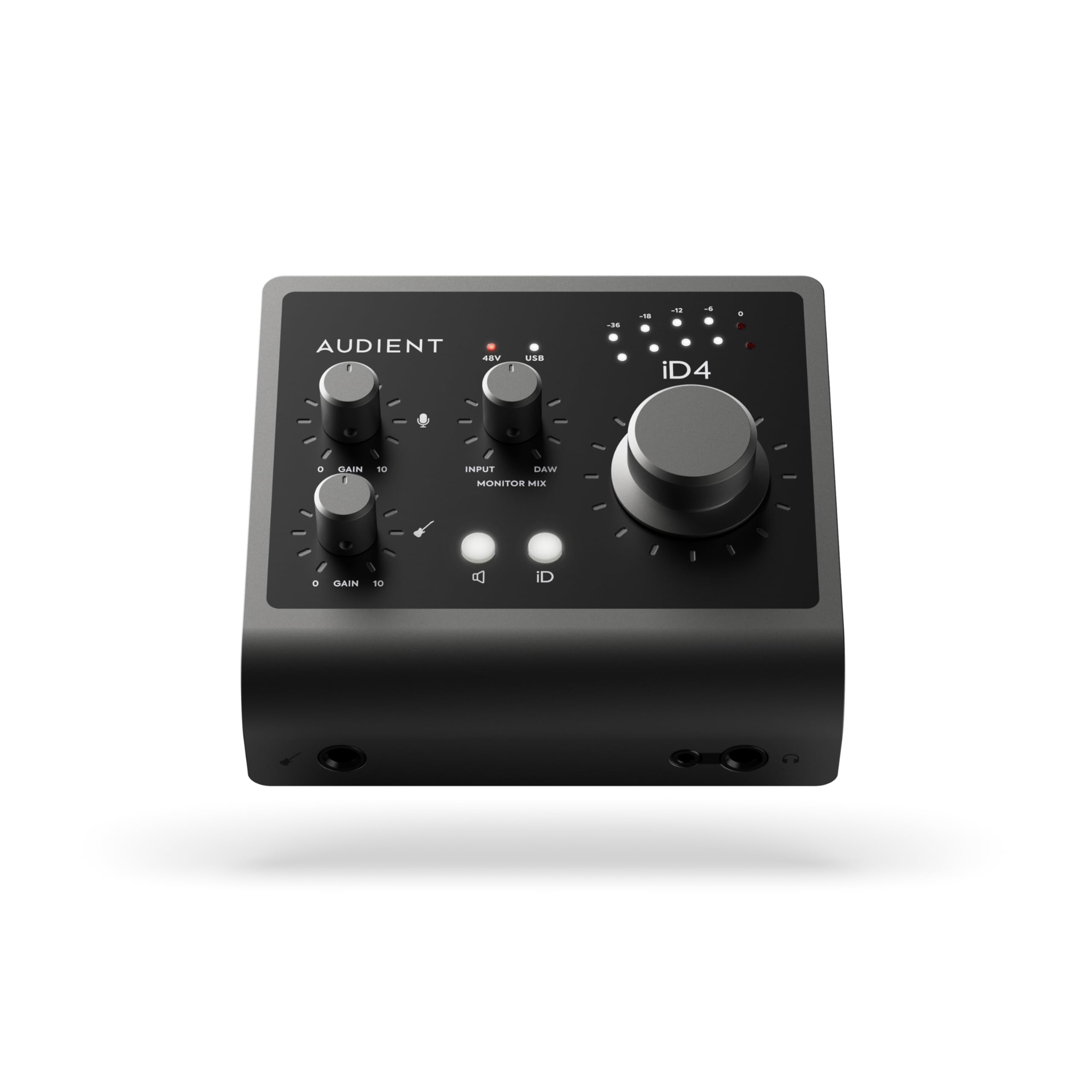 Audient Interface de áudio iD4 MKII, pré-amplificador de microfone de console classe A (USB-C de alta velocidade, mixagem de monitor e função panorâmica do monitor, 2 saídas de fone de ouvido,