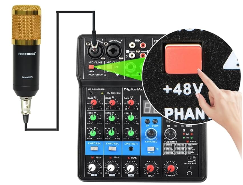 KINGSTER Mesa Som de 4/3/2 canais, mixer de áudio, mixer compacto de áudio de nível de estúdio Sistema de Som e para Casa Sistemas de Som Compactos