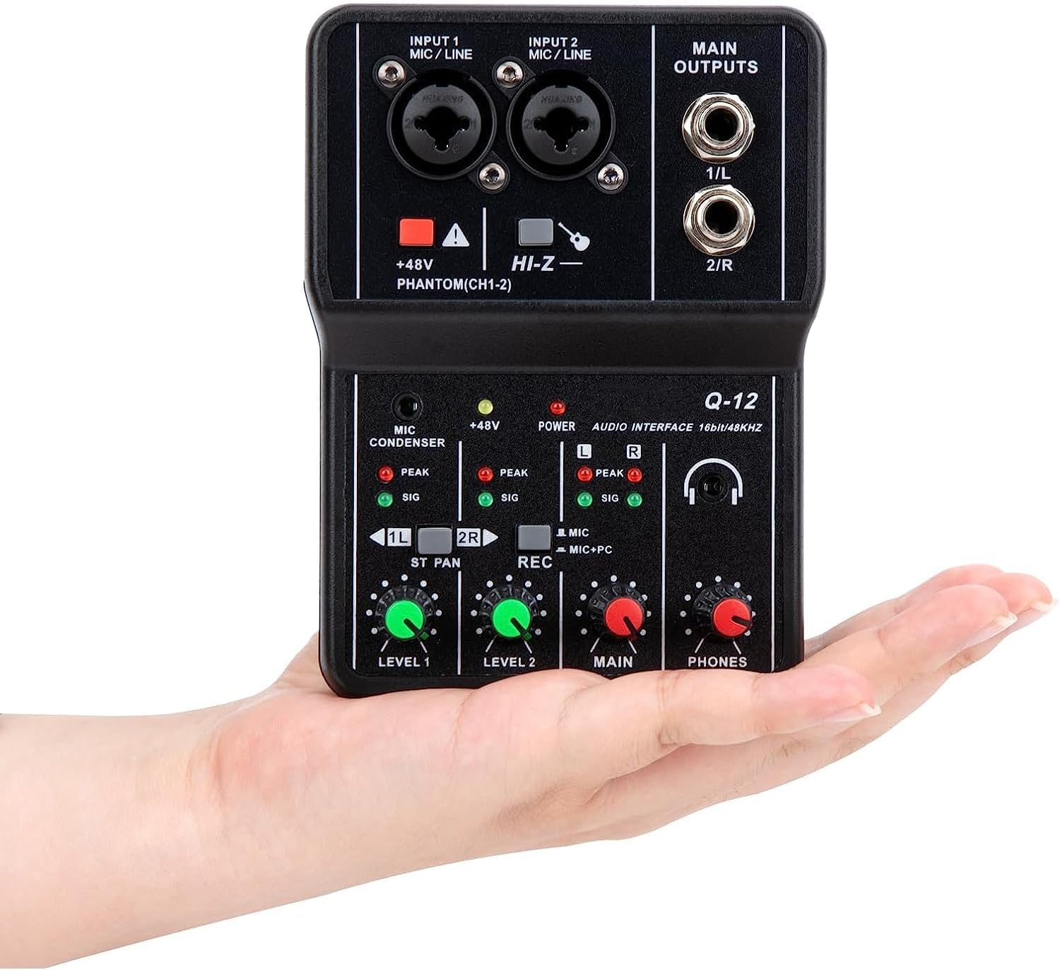interface de audio，Placa de som profissional de canal duplo com USB 2.0 de alta velocidade, função de monitor para estúdio/gravação musical/gravação