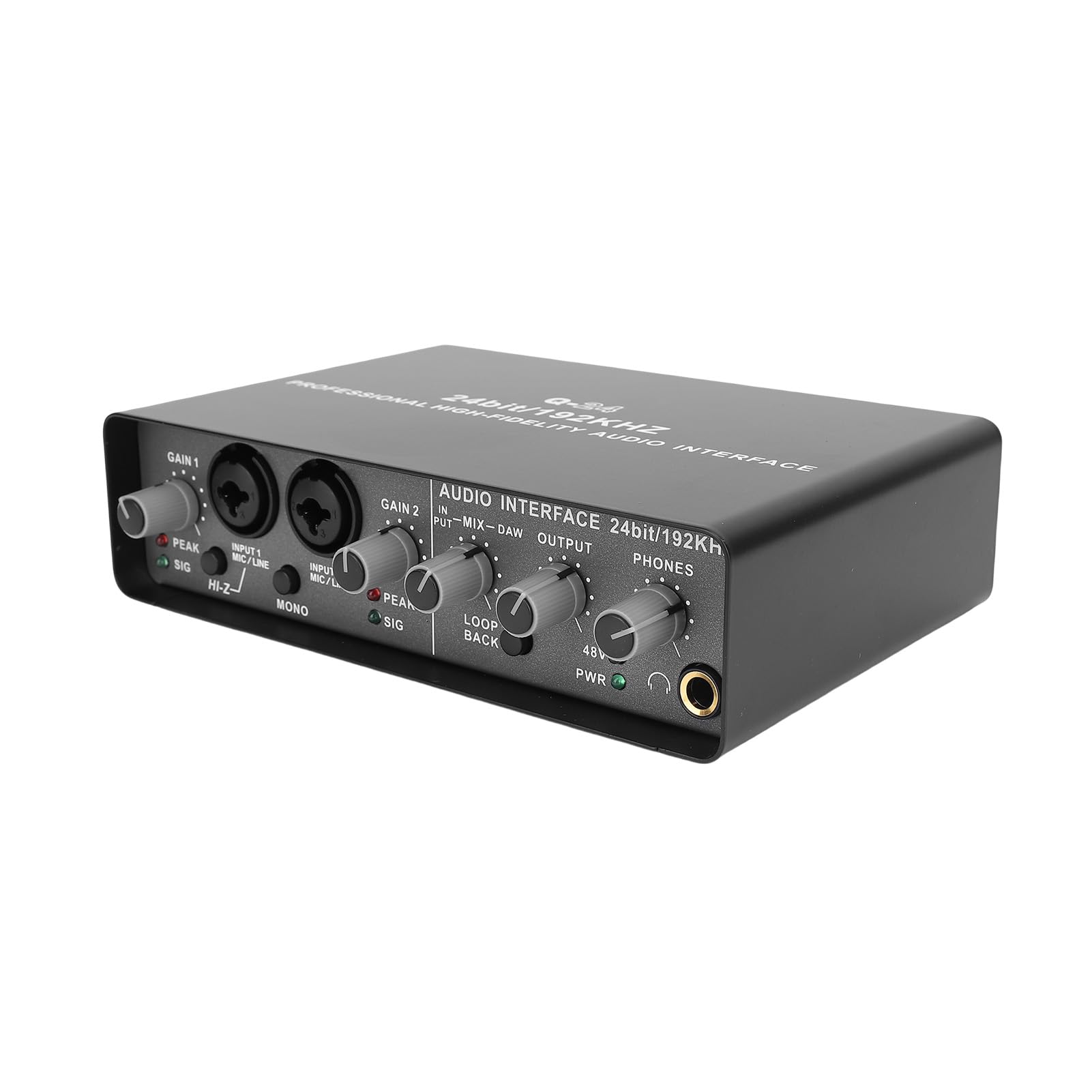 Cryfokt Gravador de Interface de Som, Placa de Som Móvel de Computador Com Alimentação Fantasma de 48 V 192 KHz 24 Bits, Entradas XLR TRS de 2 Canais, Interface de USB Profissional