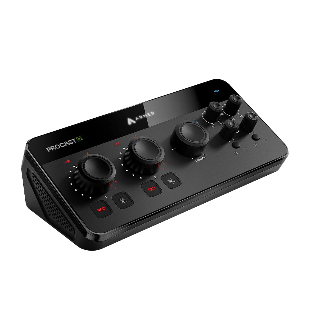 Interface de Áudio USB 2 Canais Armer PROCAST2 para Podcast, Live, Criação de Conteúdo