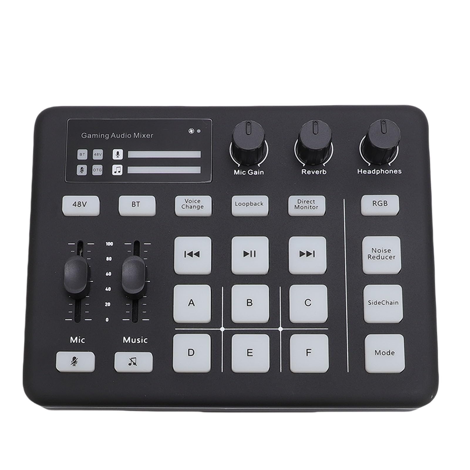 Dpofirs Mixer de para Jogos, Interface de para PC, Podcast, Streaming, Bluetooth 5.0 Tipo C Live Sound Card, Iluminação Dinâmica de RGB