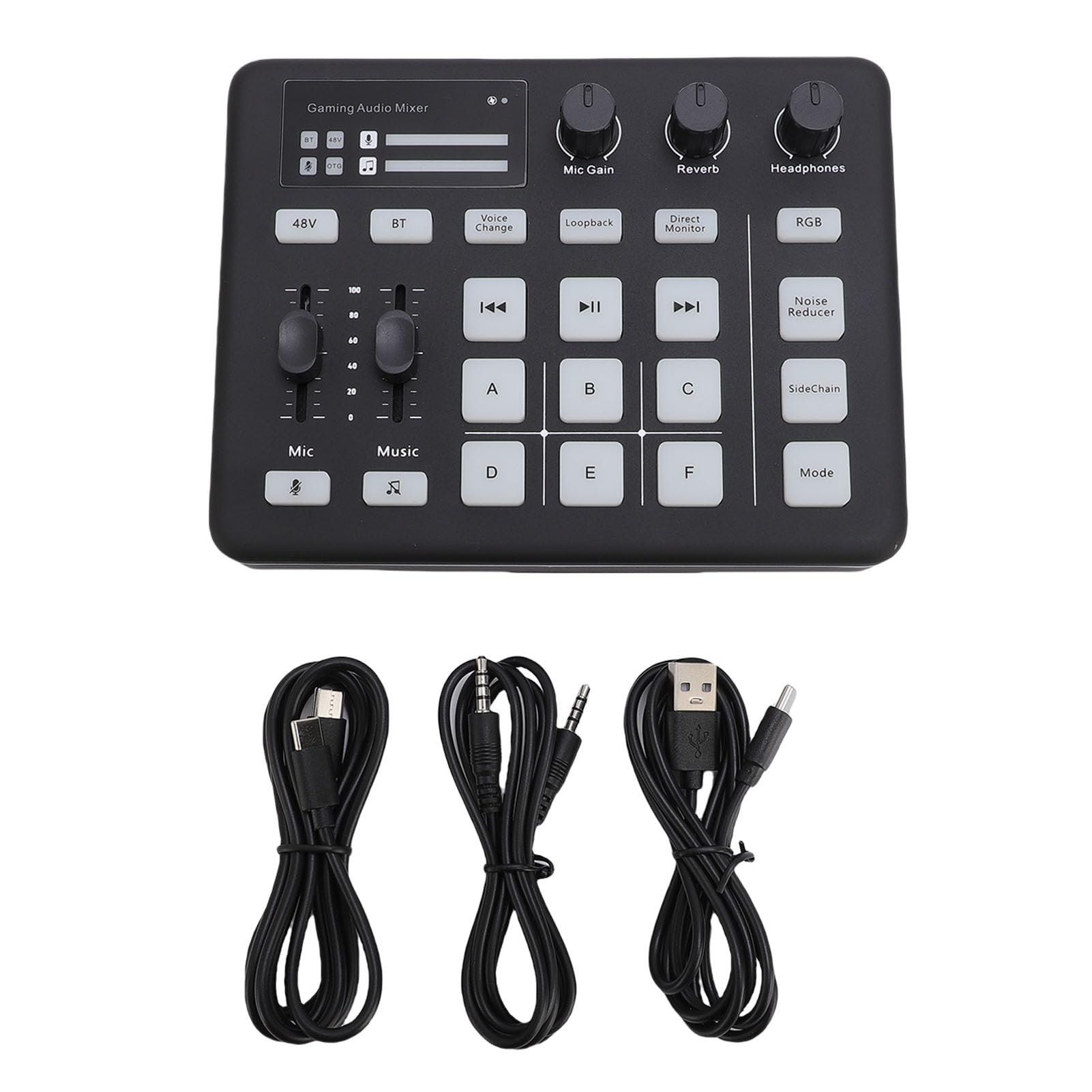 GOWENIC Cartão de Som Ao do Mixer de Som para Jogos Com Luz RGB, Mixer de Som do Mixer de para Jogos Ith Audio Interface, Bluetooth 5.0 Equalizador de para o Podcast
