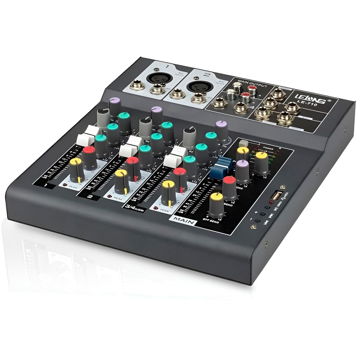 Mesa de Som Profissional, 7 Canais, Bluetooth e USB, Interface de Áudio para Home Studio, Podcast, DJ, Transmissão ao Vivo, 30,5 x 24 x 5cm