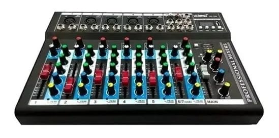 Mesa de Som 7 Canais com Bluetooth, Phantom Power e Efeitos Delay/Repeat, Console de Mixagem Profissional para Microfone Instrumentos Podcast Streaming Gravação Karaokê
