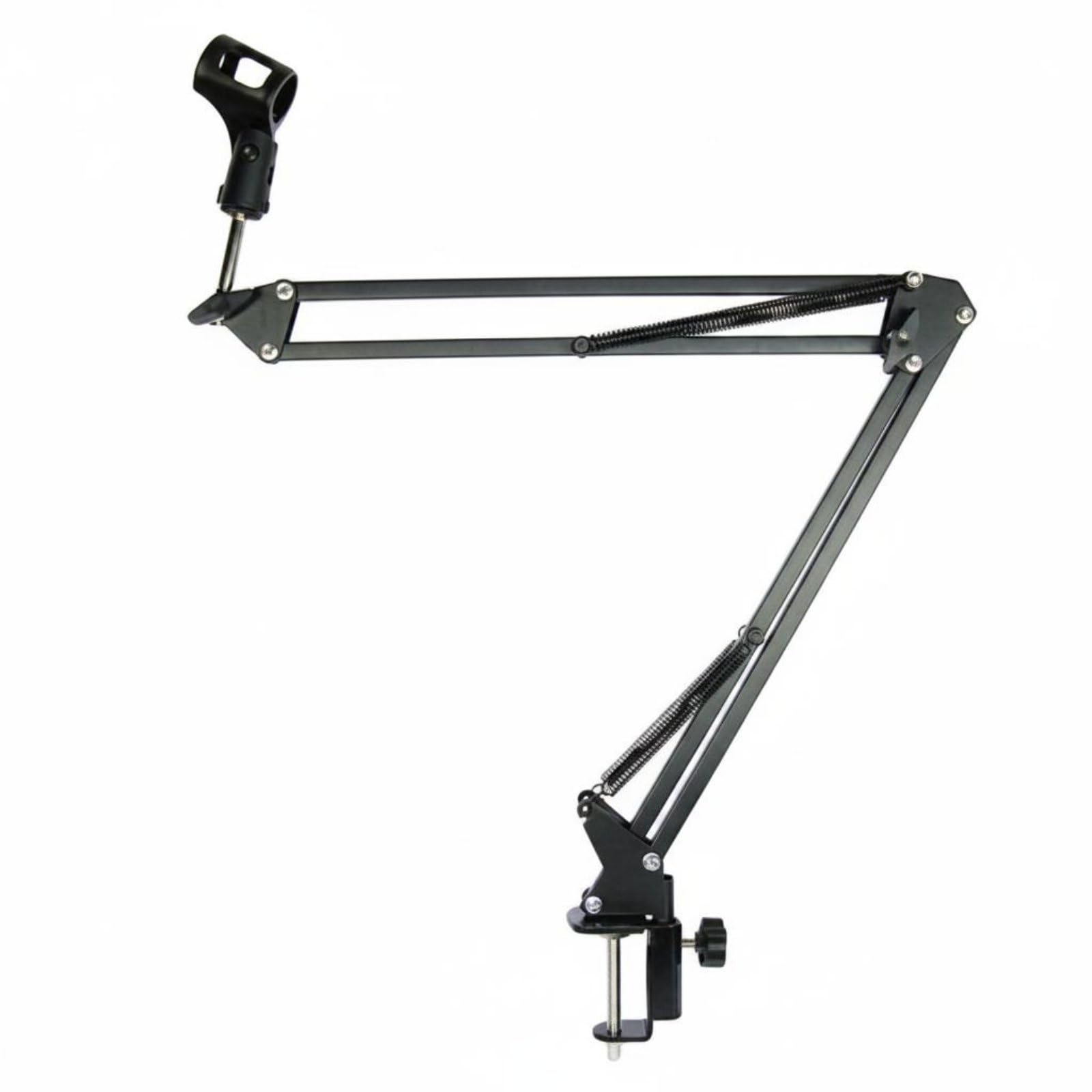 simhoa Suporte de mesa ajustável para microfone com braço articulado, estrutura dobrável, rotação de 360 ​​graus, montagem estável, em metal, plástico e silicone. Ideal para transmissões e podcasts.