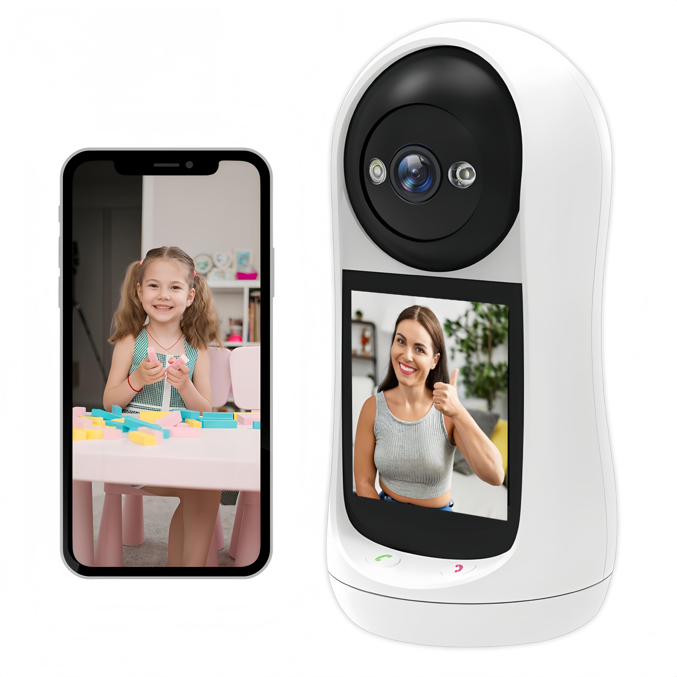 Babá Eletrônica Inteligente com Alexa Wifi 360º | Monitor 24h para Bebês, Idosos e Pacientes | Tela Grande 2.8" + Vídeo/Áudio Bidirecional | Câmera 2MP Full HD + Visão Noturna | Nuvem/Cartão