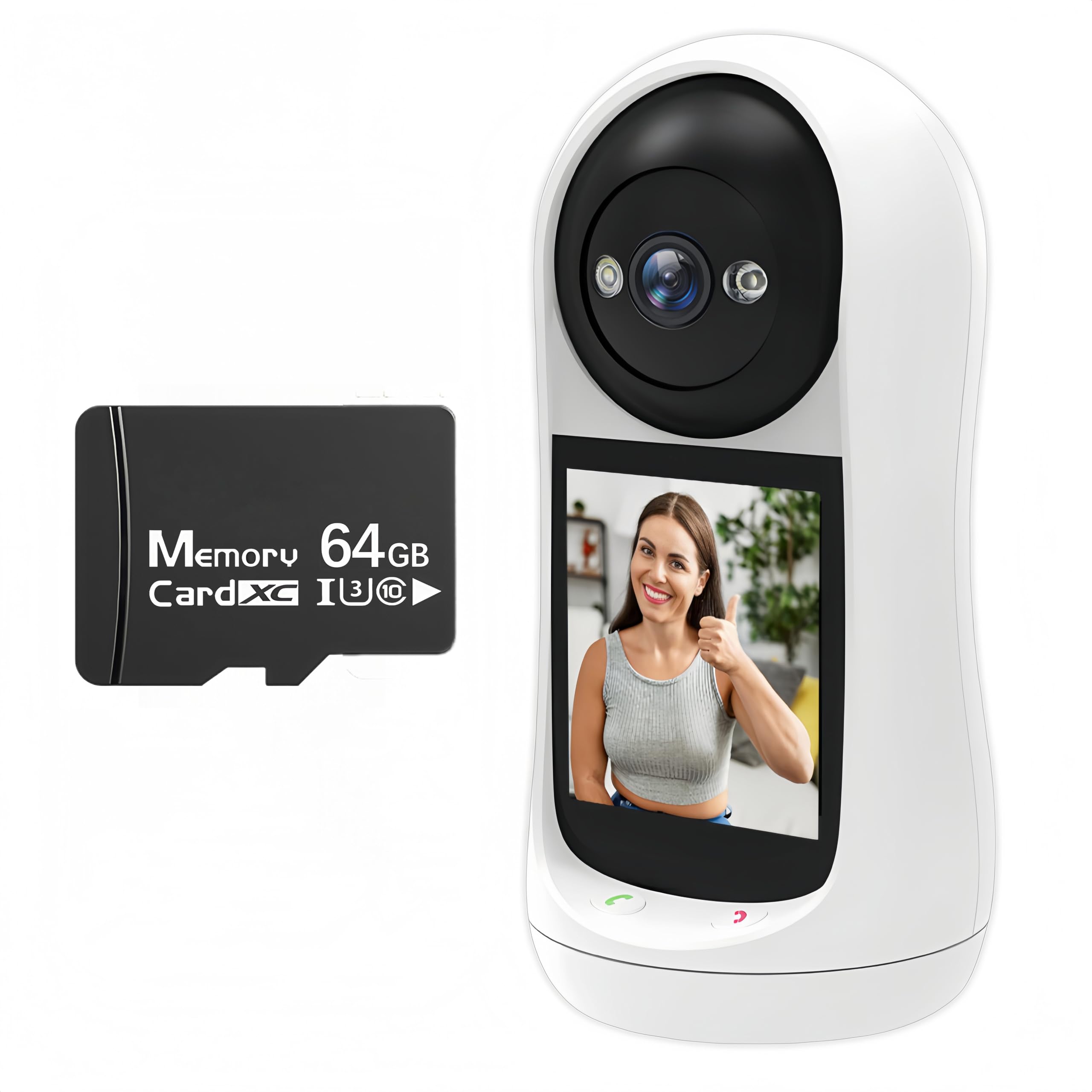 Babá Eletrônica Inteligente com Alexa Wifi 360º|Monitor 24h para Bebês, Idosos e Pacientes|Tela Grande 2.8"+Vídeo/Áudio Bidirecional|Câmera 2MP Full HD+Visão Noturna|Nuvem (Câmera+64G Memory Card)