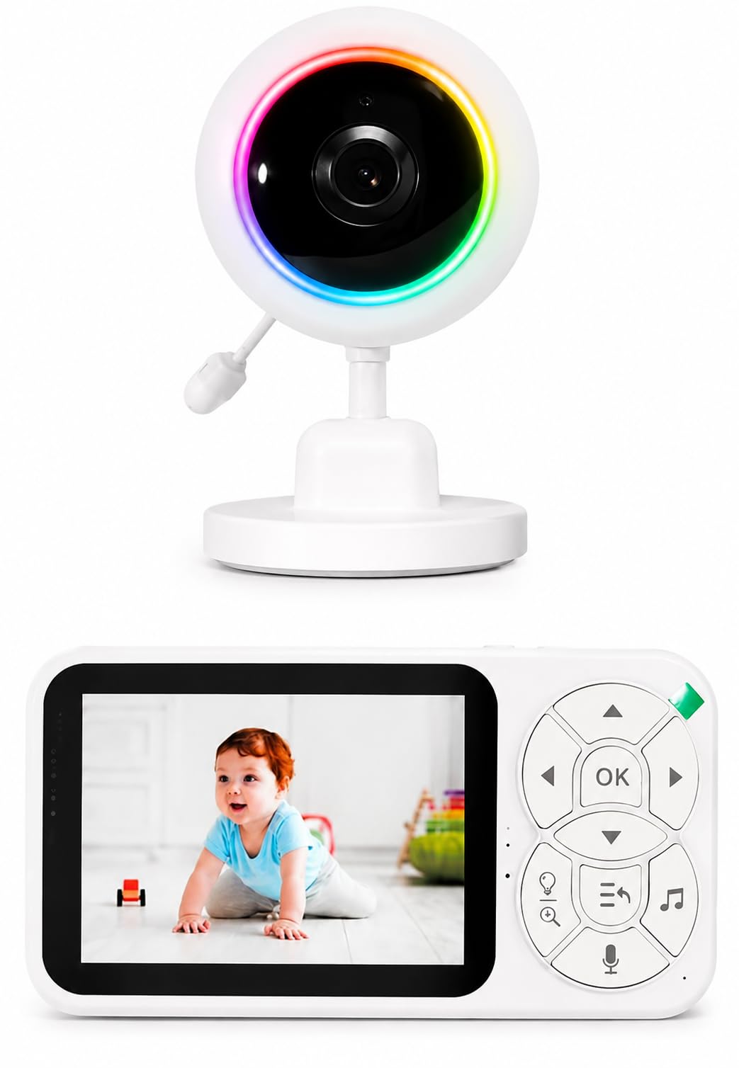 La Casa Smart Baba Eletronica Com Tela 3.5 Polegadas Visao Noturna HD E Luz RGB - Monitor Infantil Sem Wifi Com Audio Bidirecional Zoom 4x E Detector De Choro