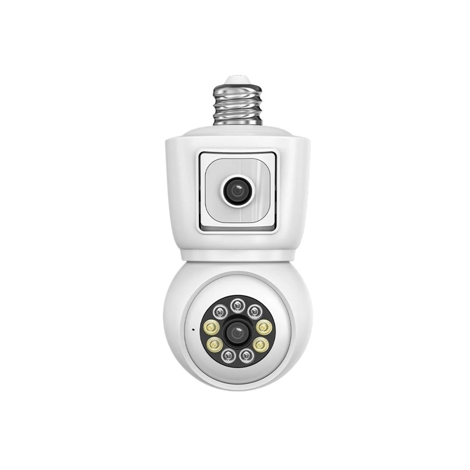 Câmera de segurança WiFi de lente dupla com lâmpada 4MP E27, monitor de bebê interno de áudio bidirecional com rastreamento automático PTZ(2K 4.0MP Add 32G TF)