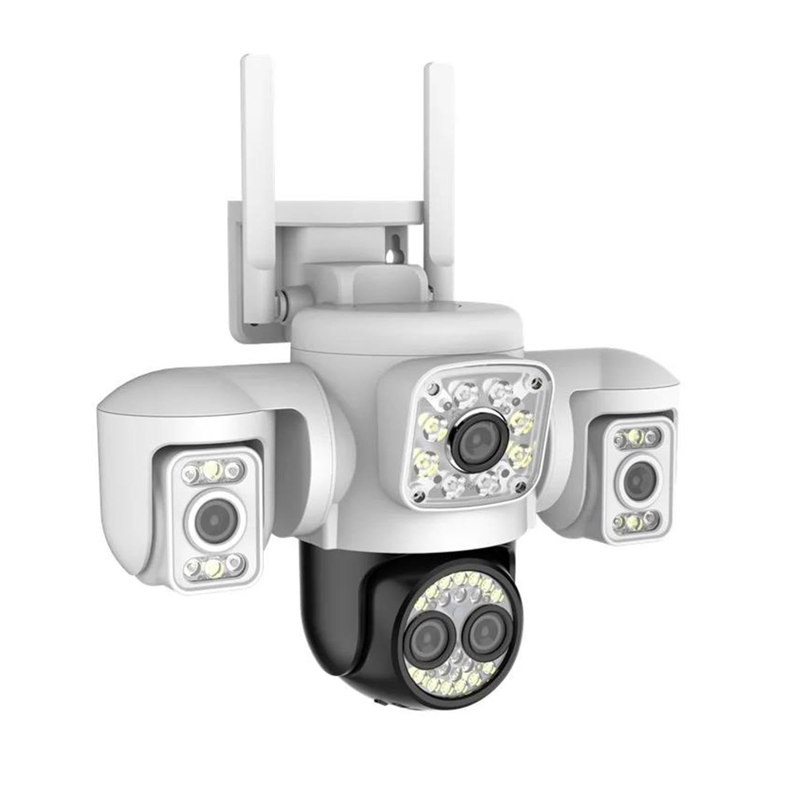 Câmera de segurança WiFi com tela tripla e quatro lentes de 20 MP | Monitor de bebê com áudio bidirecional de rastreamento humano automático com câmera sem fio(Wifi add 32G,AU plug)