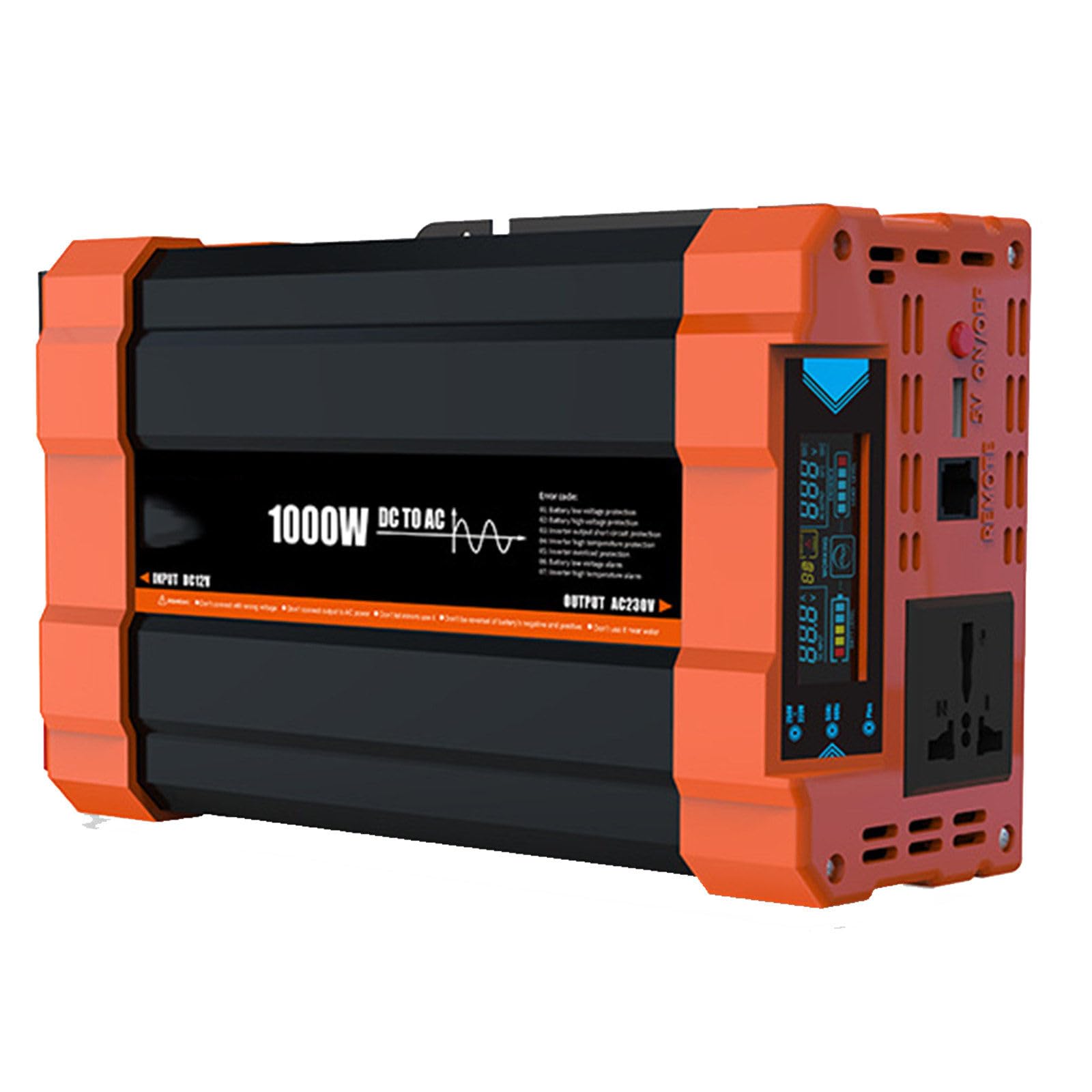 1000w2000w3000w casa carro inversor 12v fora da grade inversor onda senoidal pura com display led adequado para viagens, acampamento, rv,1000W