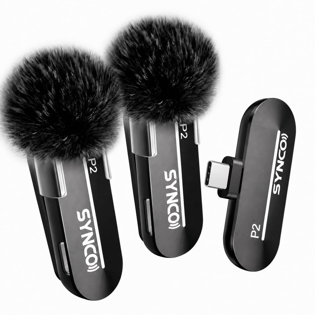 SYNCO 2 microfones de lapela sem fio, microfones sem fio USB-C para iPhone 15, telefone Andriod, microfones profissionais de lapela P2XT para Tiktok, YouTube, transmissão, gravação de vídeo Vlog,