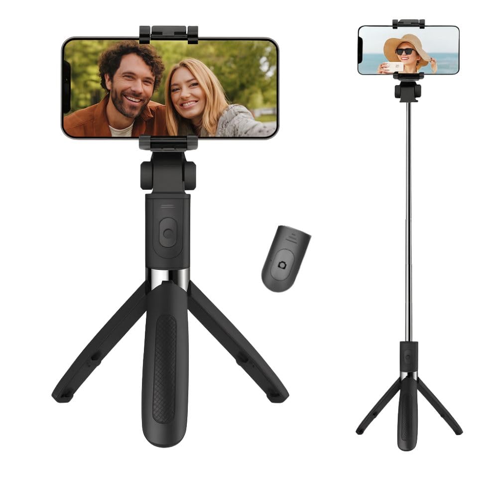 Bastão Tripé Pau de Selfie 3 em 1 com Controle Remoto Bluetooth – Suporte para Celular iPhone Android – Retrátil, Rotação 360°, Estável para Vídeos, Lives, Viagens e Fotos Profissionais