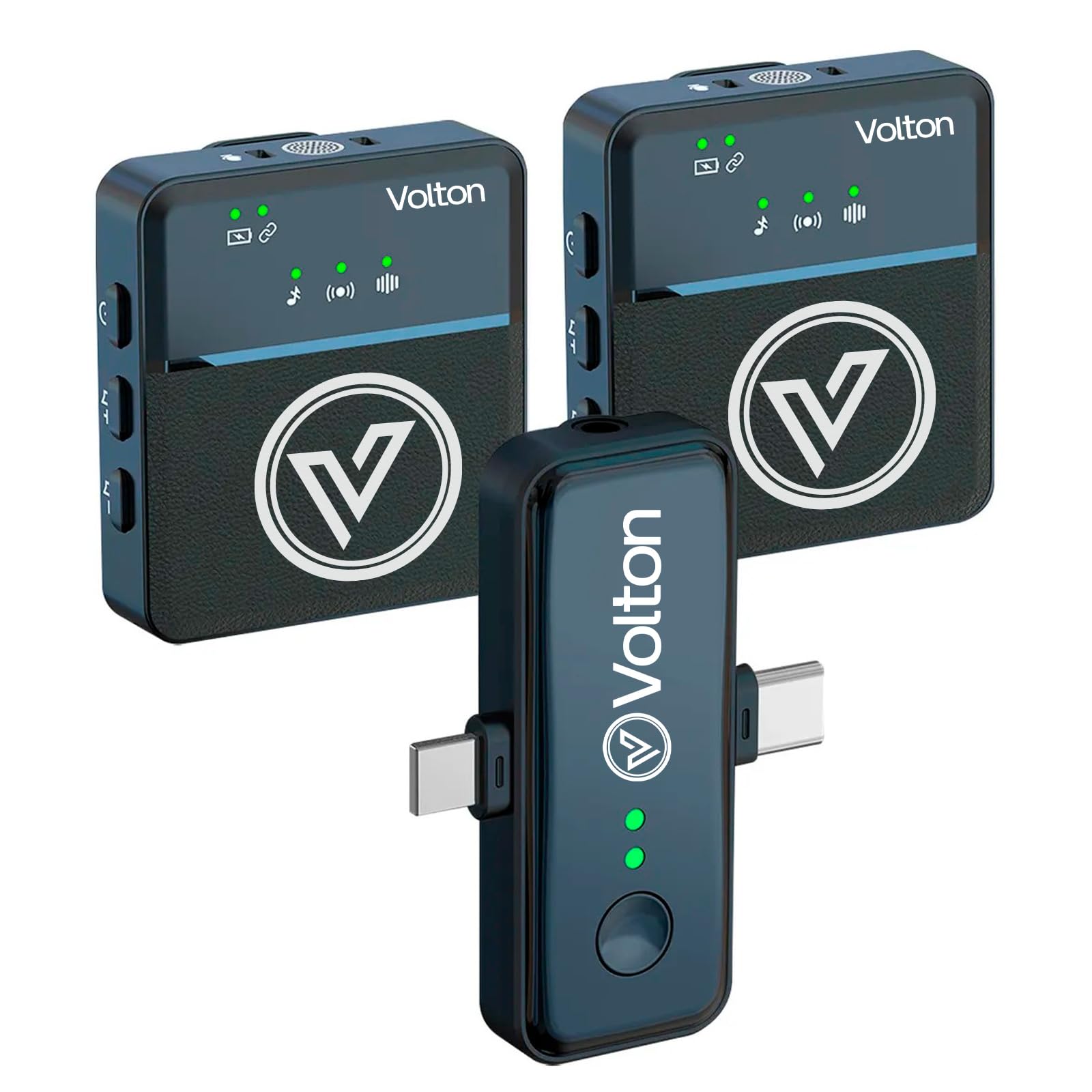Microfone de Lapela Sem Fio Duplo Volton ICB SX31 – Compatível iPhone/iPad/Android/USB‑C / P2, Cancelamento de Ruído, Kit Profissional para Vlogs, Entrevistas e Gravações
