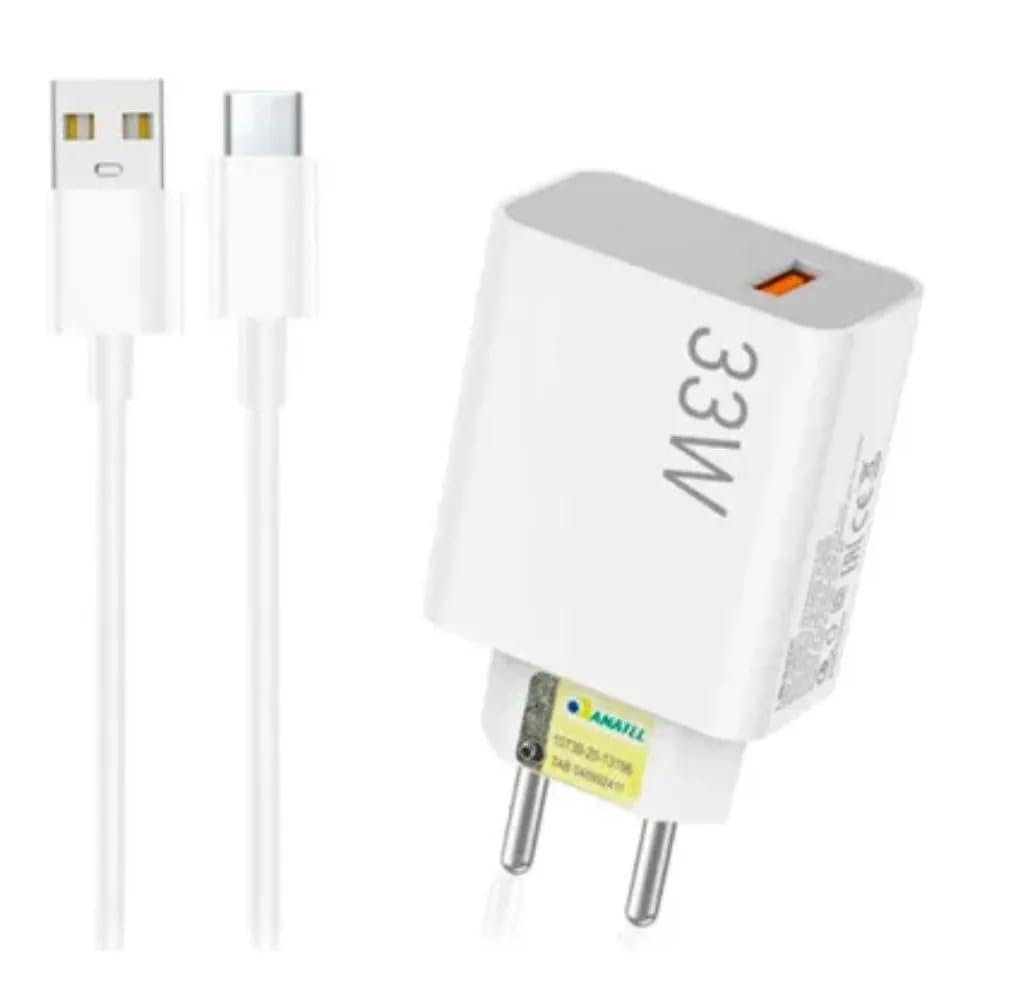 Carregador Tipo C Turbo 33W com Cabo USB para USB-C de 1 Metro e Fonte Compatível com Novo Iphone 15 16 Pro Max Plus Carregamento Rápido