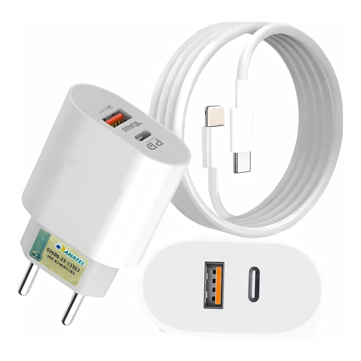 Carregador Turbo 40W USB-C com Cabo Lightning Compatível com iPhone 14, 13, 12, 11, X, XR, 8 Plus, Pro e Pro Max – Carregamento Rápido