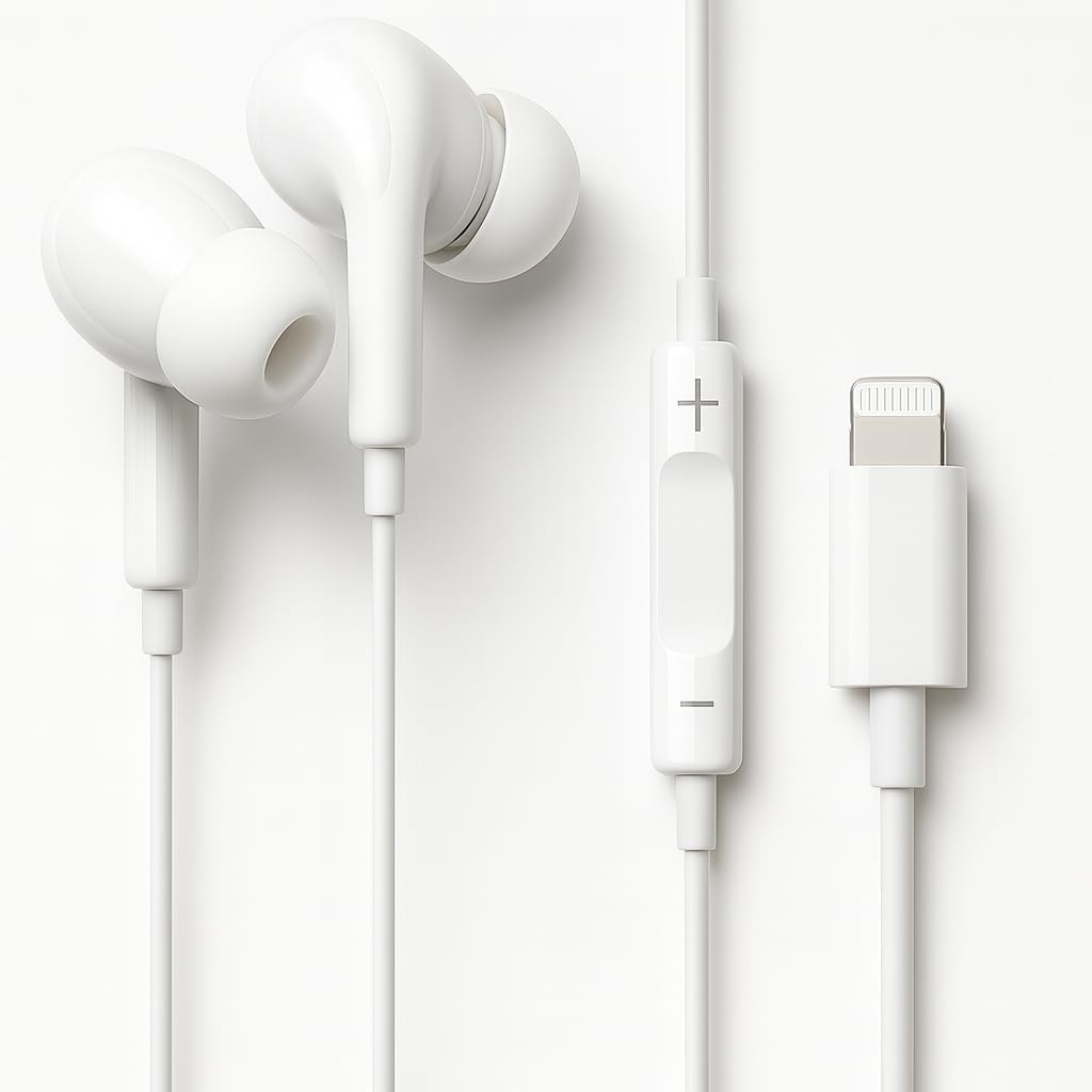 Fone de Ouvido Com Fio Compatível com iPhone Lightning — Intra Auricular com Microfone Integrado, Som Premium e Controle de Chamadas — Compatível com iPhone 14/13/12/11/XR/XS/X/8/SE e iOS