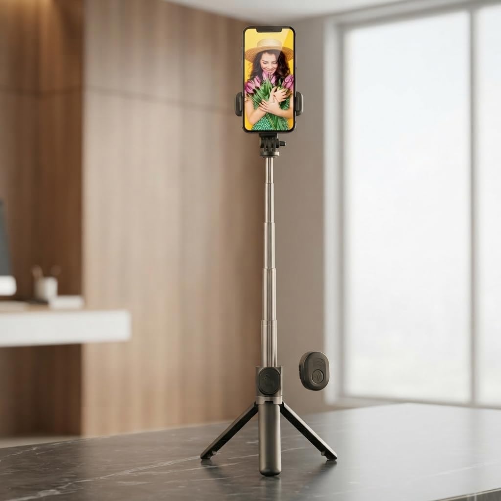 Tripé para celular, Bastão de Selfie 3 em 1, com Altura ajustável, com controle Bluetooth, rotação 360°, portátil, para vídeos, Fotos e lives, iPhone e Android