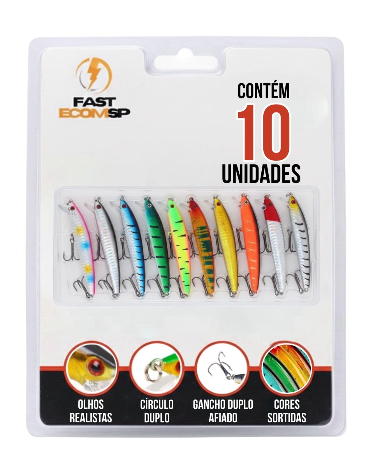 Isca Artificial Importada Meia Água Kit 10un Tucunaré Traíra