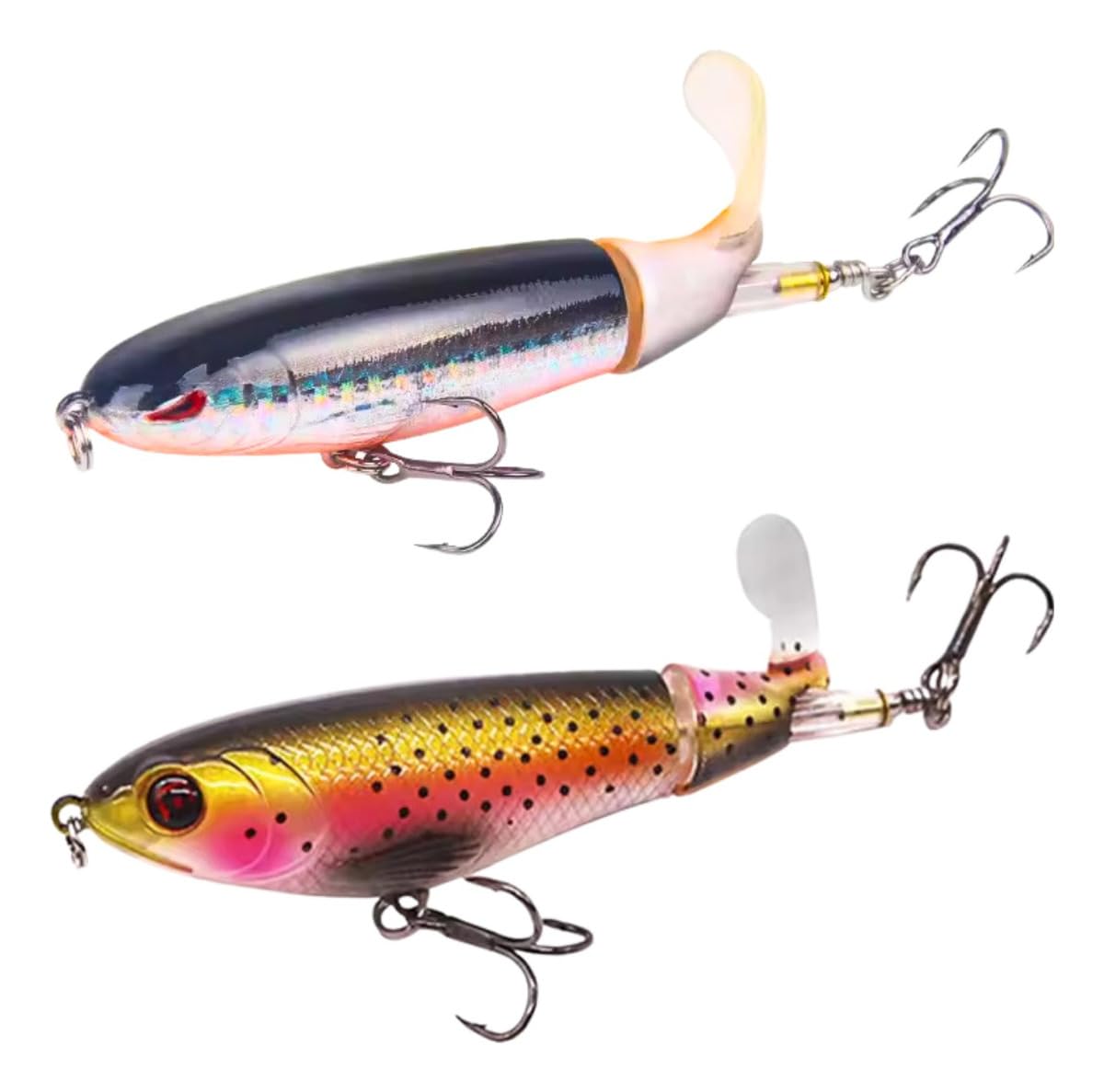 Kit 2 Isca Artificial Helice Whopper Popper 10cm 3d Tucunaré