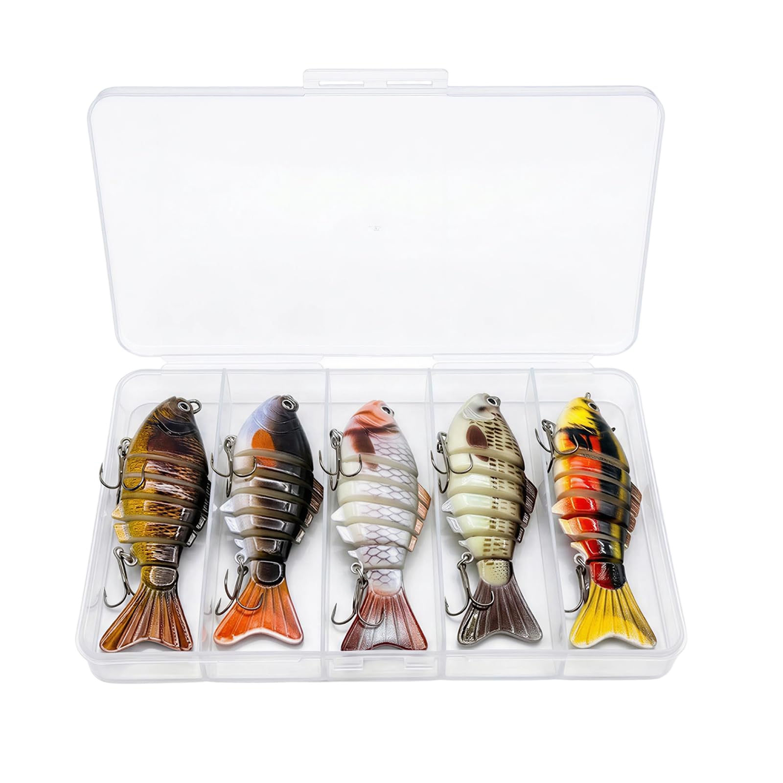 Kit com 5 Isca Artificial Multissegmentada para Pesca, Isca Realista para Lambari, Tucunaré, Dourado e Traíra, Movimento Natural, Ideal para Água Doce e Pesca Esportiva