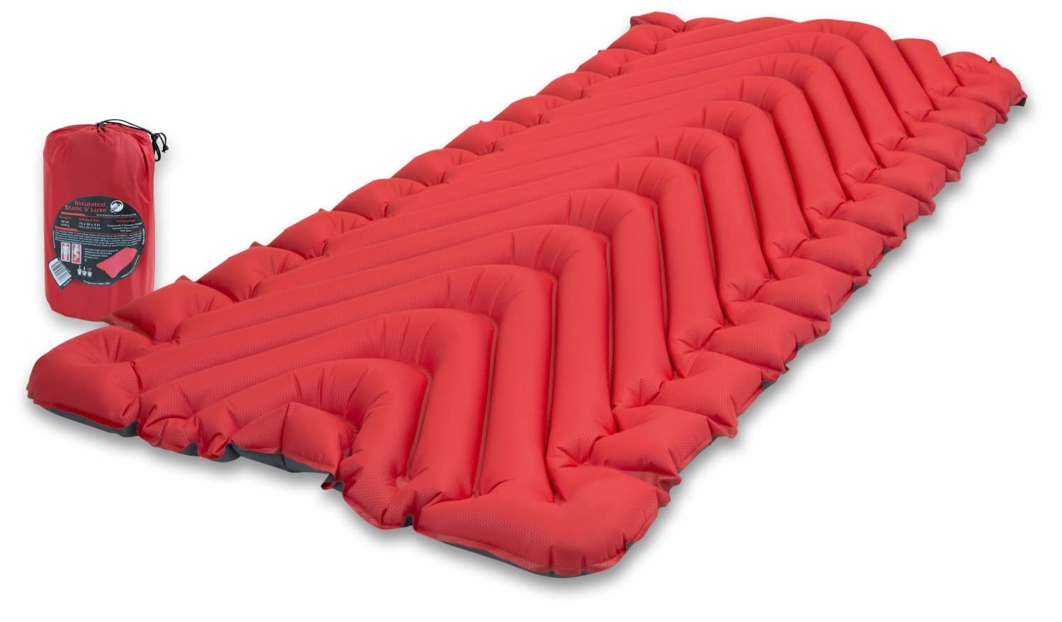 KLYMIT Static V Luxe Isolante térmico, extra largo (76,2 cm), melhor equipamento de acampamento para mochilão e caminhada (193 cm de comprimento x 76,2 cm de largura x 7,6 cm de altura)