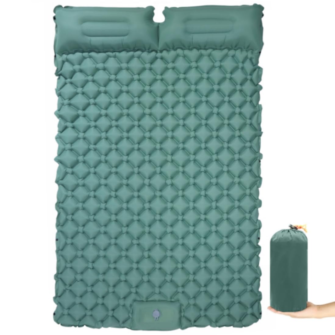 Colchão Inflável Automático Casal Acampamento 190x120 cm Com Travesseiro | Ar Externo Portátil, Sleeping Pad, 190x120x5 cm