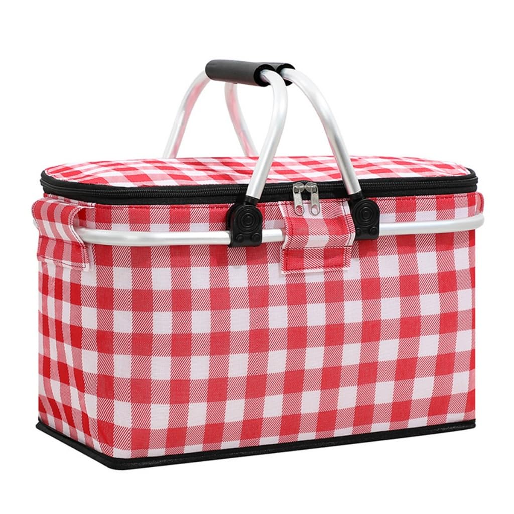 Cesta Piquenique Térmica 30L - Isolante Térmico Camping com Folha de Alumínio e Capacidade Generosa (Vermelho,30 Litros)