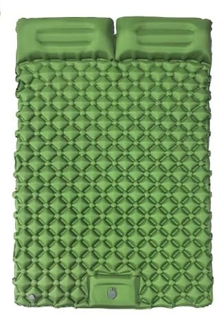 Colchão Inflável Automático De Casal Sleeping Pad Ar Externo Portátil De Acampamento 200 * 120 * 5 Cm Com Travesseiro(Verde​ Casal)